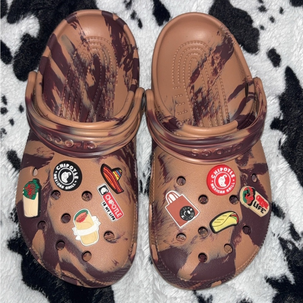 Brown marble crocs